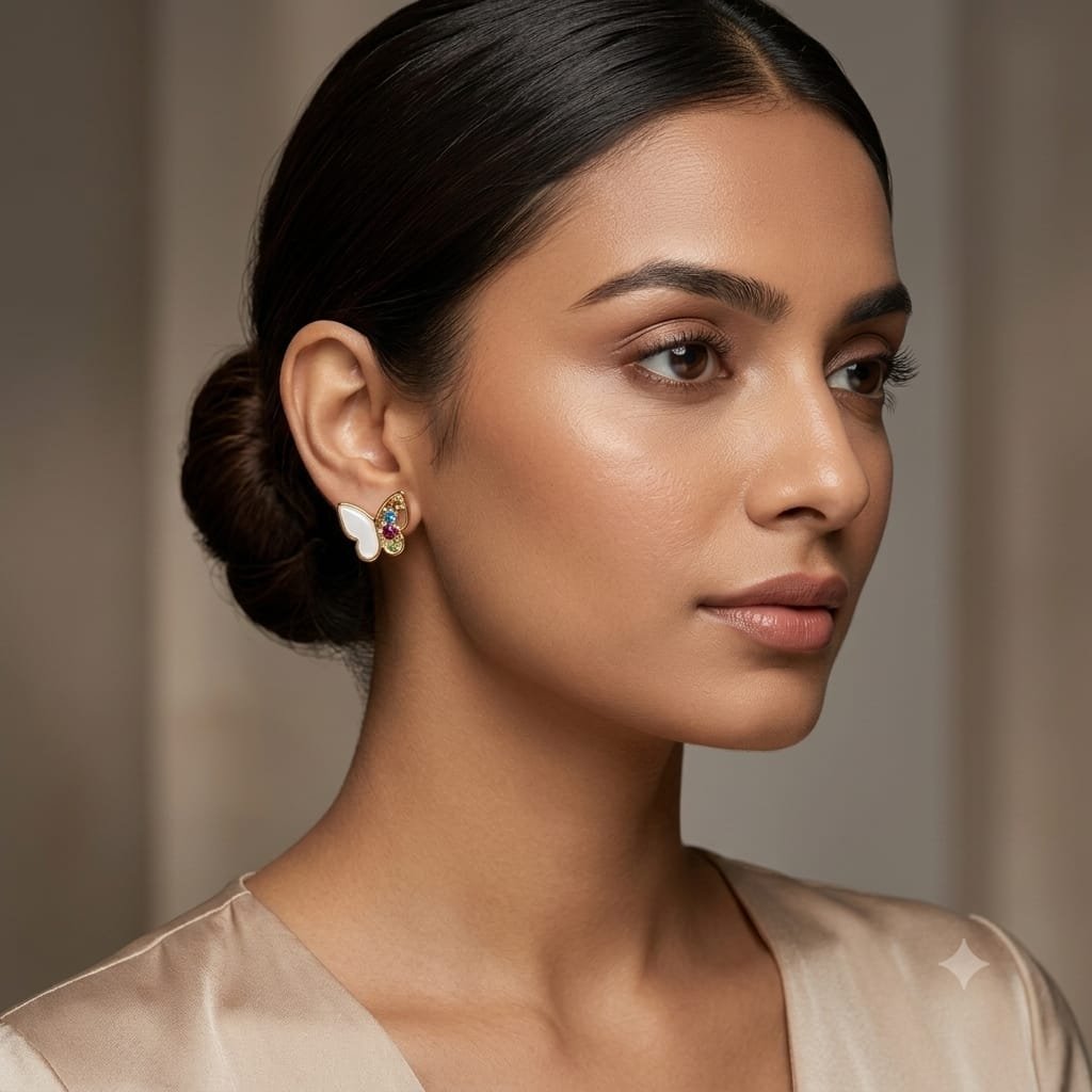 ZivaShine Multicolor Butterfly Crystal Earrings