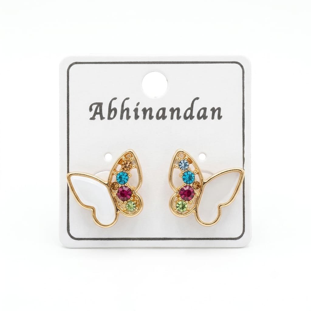 ZivaShine Multicolor Butterfly Crystal Earrings