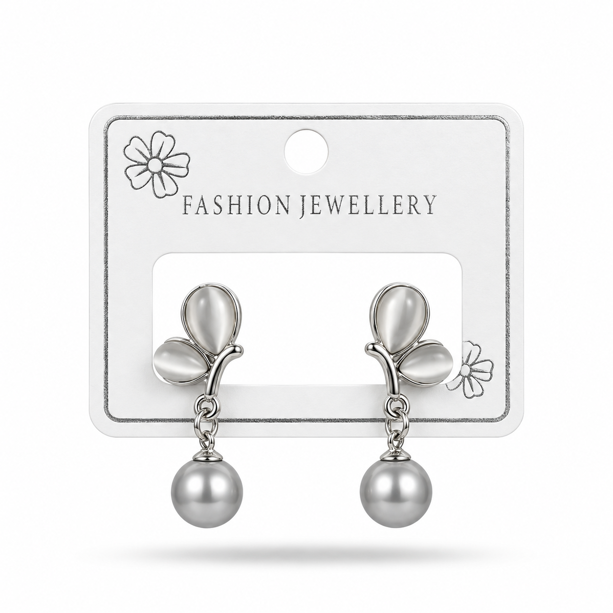 ZivaShine Floral Pearl Drop Earrings